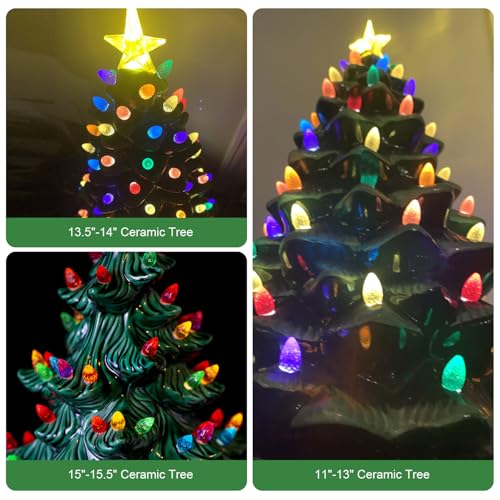 215pc Ceramic Christmas Tree Replacement Bulbs Set – Multicolor Pine Cone & Star Toppers