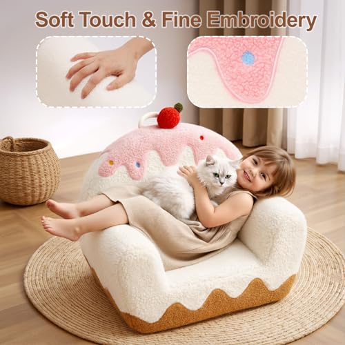 OUOZZZ Kids Chair Comfy for Girls 1-6 Years Old, Soft Sherpa Toddler