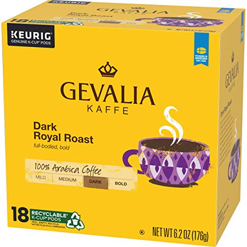 Gevalia Dark Royal Roast Coffee K-Cup Pods - Pack of 4, 18 Count Each