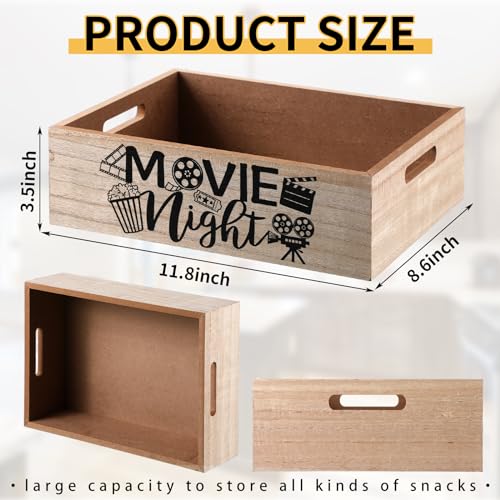GlikCeil Rustic Wood Movie Night Snack Tray with Handles - 11.8 Inch Organizer