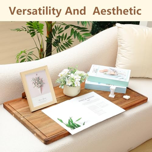 Teenyyou Natural 32.3" x 18.1" Large Acacia Wood Cutting Board with Juice Groove - Extra Large Serving and Carving Tray
