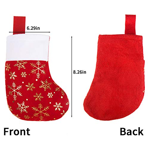 DIYASY Glitter Snowflake Christmas Mini Stockings 12 Pcs - 8 Inch Felt Holiday Gift Holders