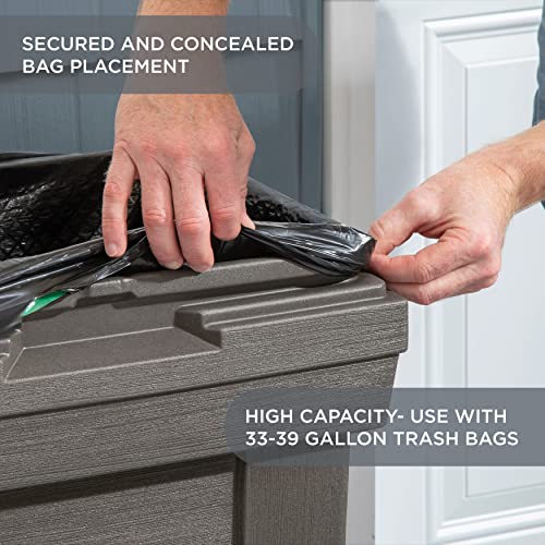 Large Indoor/Outdoor Wood-Look Garbage Can with Lid - 30 Gallon Capacity
