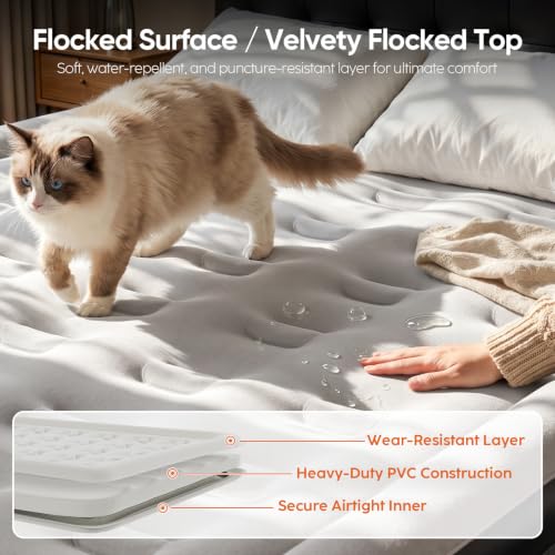 DIVON Black Queen Air Mattress with Built-in Pump, 18 Inch Raised Bed, Supports 800lb