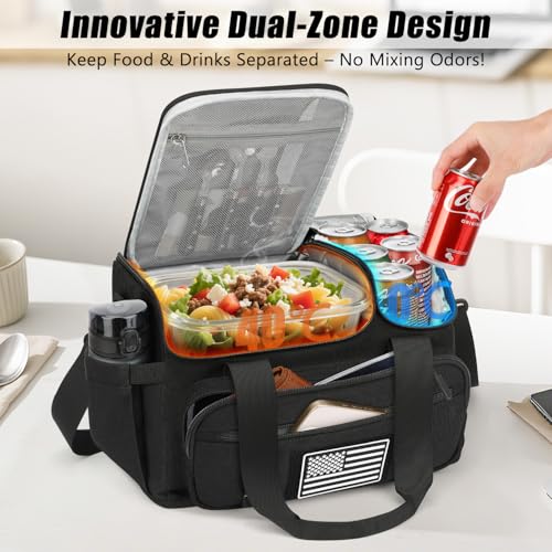20L Insulated Lunch Bag for Men with Hot Cold Dual Compartments - Leakproof & Portable