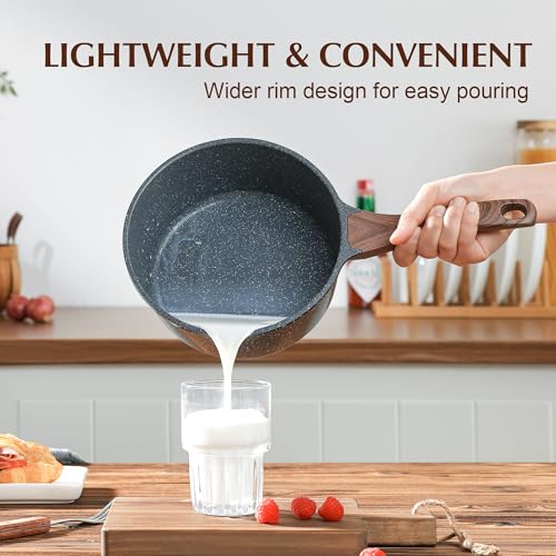 SENSARTE Nonstick Sauce Pan Set Gray Granite 1.5 & 2.5 Qt - Induction Safe