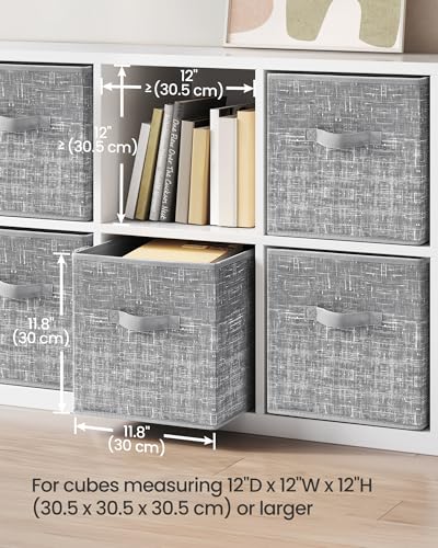 SONGMICS 13-Inch Gray Foldable Storage Cubes Set of 6 for Closet & Home Organization