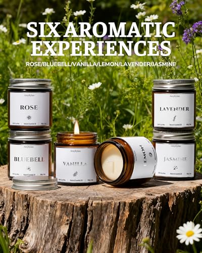 6 Pack Soy Wax Scented Candles Gift Set - Long Burn Time, Natural Aromatherapy