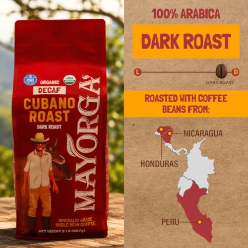 Mayorga Decaf Coffee 2lb Bag Dark Roast Organic Swiss Water