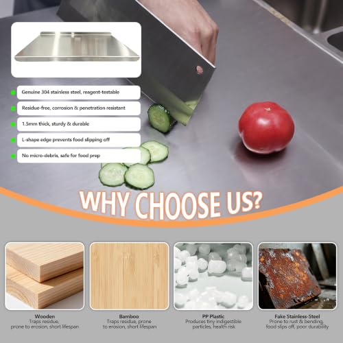 Cycayit 31.5 x 22.8-Inch Stainless Steel Cutting Board with Lip and Nonslip Mat