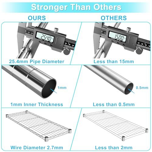 Heavy Duty Wire Shelving Unit - Adjustable Chrome Storage Rack 3-Tier