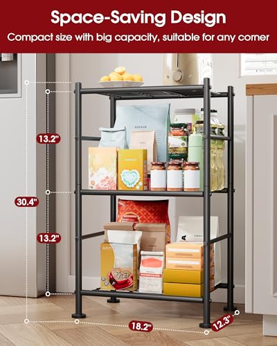 2-Pack Slim Metal Wire Storage Shelves - 18.2 x 12.3 x 30.4 Inches, Black