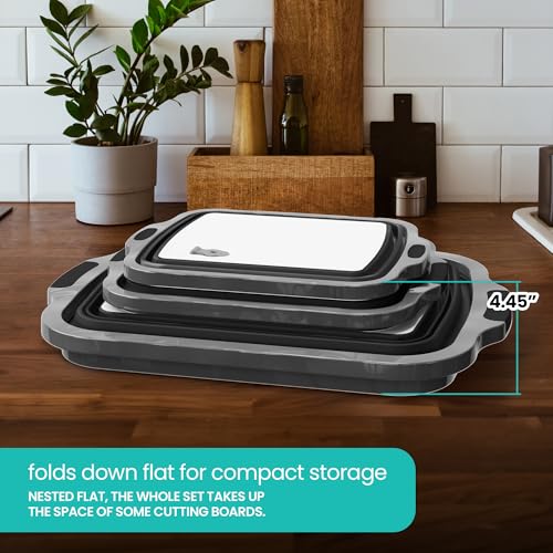Black Collapsible BBQ Prep Tub Set - 3 Pack with Lids & Drain Spouts