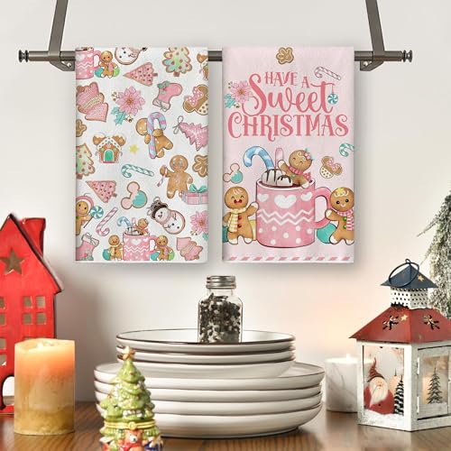 Gingerbread Christmas Kitchen Towels 18x26 in | Yarcooly