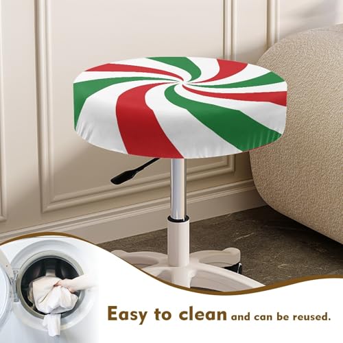 Christmas Round Stool Seat Covers Set of 4, Xmas Elastic Chair for