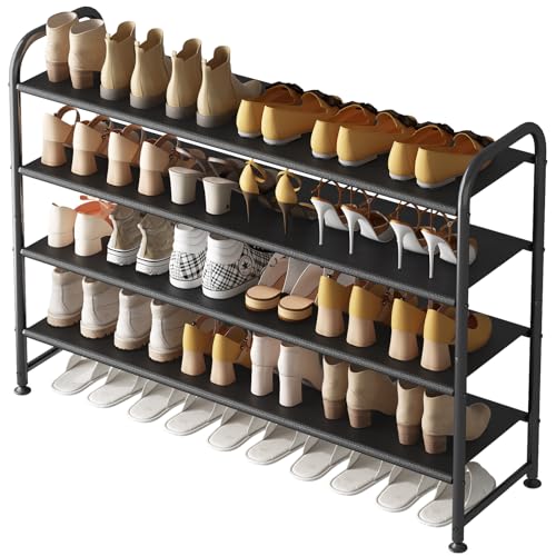 4 Tier Long Shoe Rack Organizer for Closet - Black