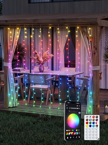Curtain Lights Color Changing, 200 LED Fairy with App