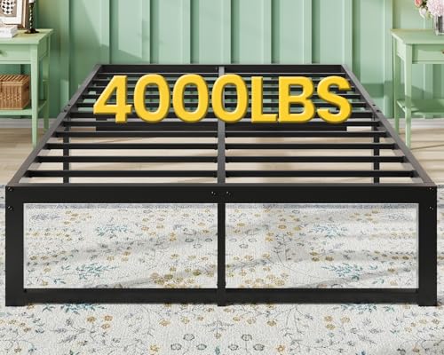 Black Queen Heavy Duty Metal Platform Bed Frame 14 Inch High