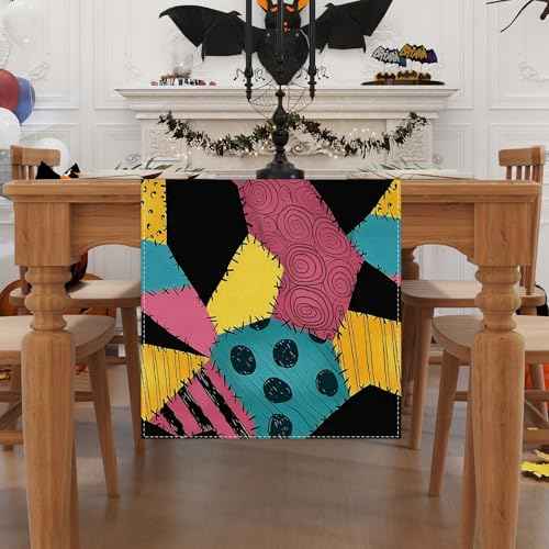 Linen Halloween Table Runner 72 Inches Long, Halloween Home Kitchen Dining Room Table Decor, Christmas Xmas Winter Holiday Decorations and Supplies for Home