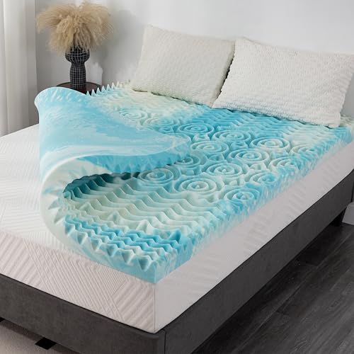 MLILY 2 Inch Queen Gel Memory Foam Egg Crate Mattress Topper 5-Zone Support