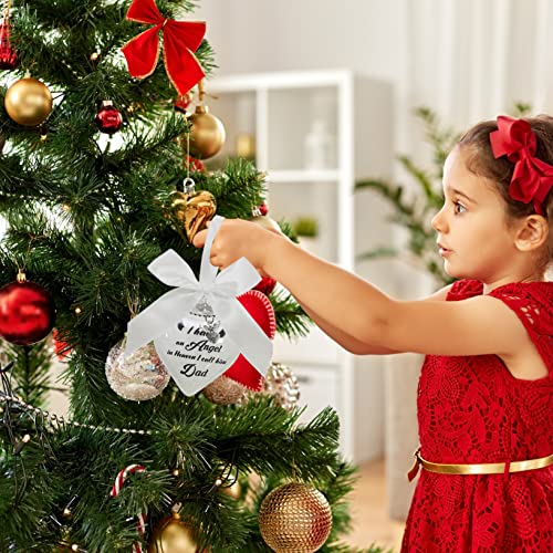 NeeKCheers Clear Dad Memorial Christmas Ornament Feather Ball with Angel, Remembrance Gift