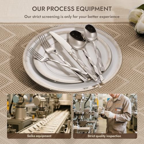KINGSTONE 40-Piece Silver Flatware Set - 18/10 Stainless Steel for 8, Silver/20