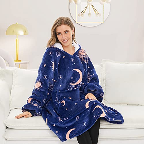 Adult & Kid Blanket Hoodie Set - Oversized Sherpa Wearable Blanket for Family Cozy Lounging