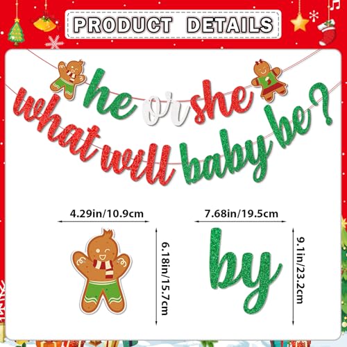 Gingerbread Gender Reveal Banner for Baby Shower Christmas Party Decorations