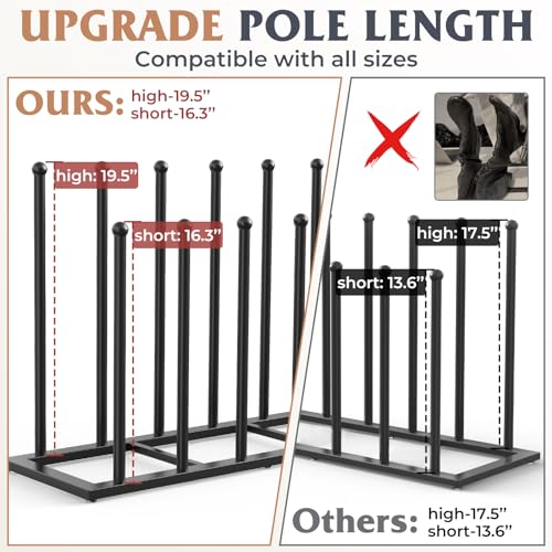 HzTinT Boot Rack for Tall Boots - Black, 19.5-Inch, Holds 6 Pairs - 1 Pack