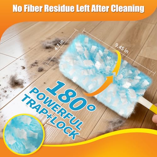 Swilsweep 80 Count Duster Refills with 1 Short & 3ft Extendable Handles, Compatible with Swiffer, Microfiber, Disposable, Unscented, Bulk Kit