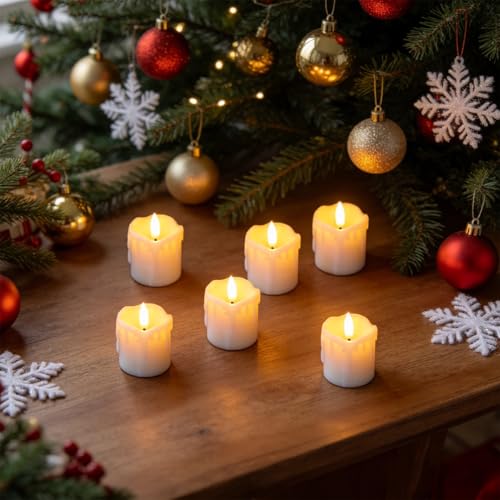 White Flameless Votive Candles with Remote Timer - 6-Pack, 2" x 2.5", Dromance (7-6 White)