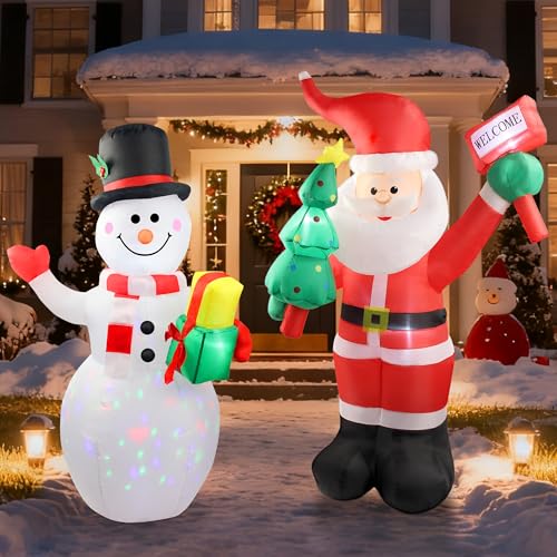6ft Santa & 5ft Snowman Christmas Inflatable Outdoor Decorations Waterproof
