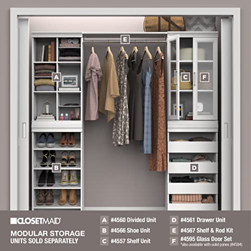 White Modular Closet Storage Shelf Unit with 3 Shelves - Stackable & Adjustable