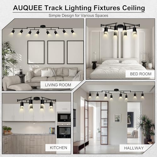 8 Light Track Lighting Fixtures Ceiling - Matte Black, Rotatable Heads, Adjustable Modern LED for Kitchen & Hallway - Variation of THIS listing