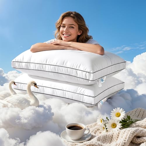 Luxury Hungarian Goose Down Pillow 2 Pack - Supportive & Soft for Sleepers
