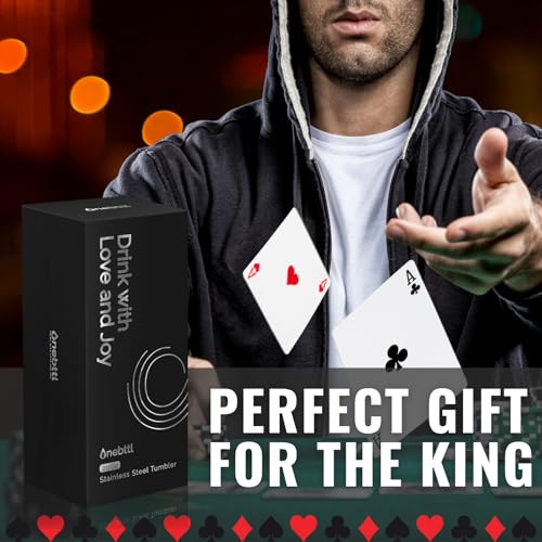 Onebttl Rather 20oz Poker Tumbler Gift Box – Spill-Proof BPA Free Stainless Steel for Poker Lovers