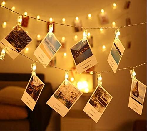Skiennix LED Photo Clip String Lights - 40 LEDs Fairy Twinkle Lights for Home Decor | 14 Feet, Warm White