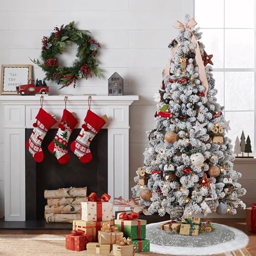 Grey 48in Thick Faux Fur Christmas Tree Skirt | PWHUQ Xmas Tree Base Mat