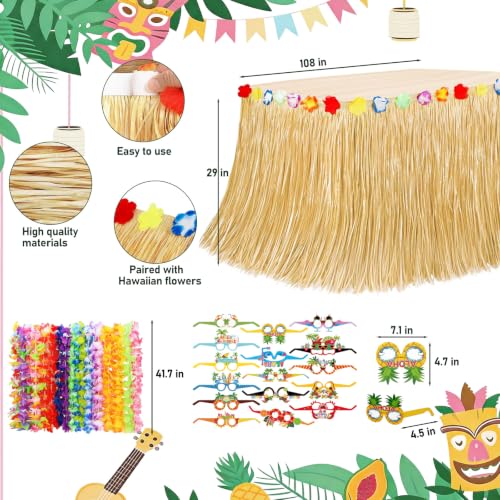 Hawaiian Luau Party Decorations Kit with Banner, Leis, Table Skirt & Accessories