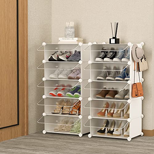 HOMIDEC Transparent 10-Tier Shoe Storage Rack with Dustproof Cover