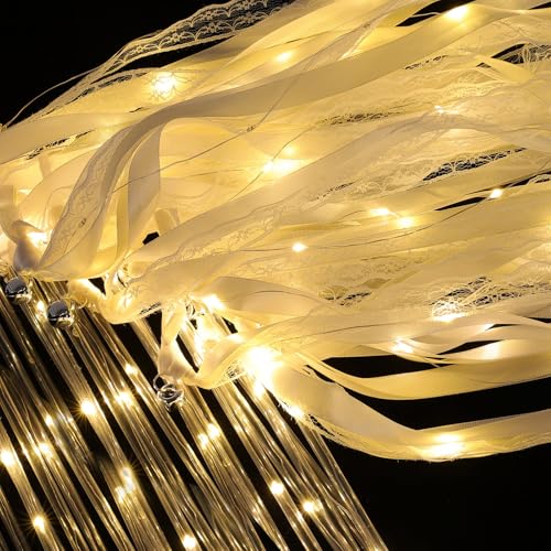 Light Up LED Fairy Wands for Weddings & Parties - Ivory & Warm White, 50 Pcs with 3 Flashing Modes