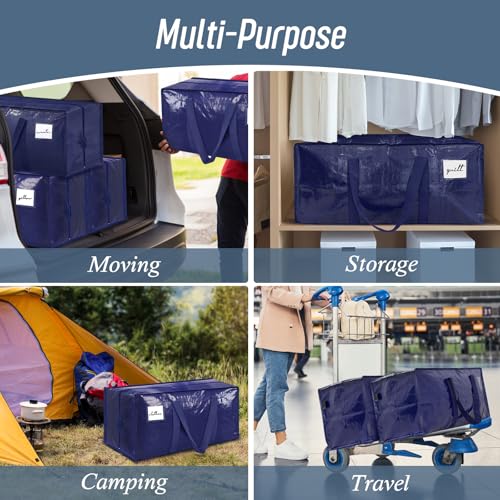 Dark Blue Heavy Duty Moving Bags 12 Pack with Strong Zipper & Handles