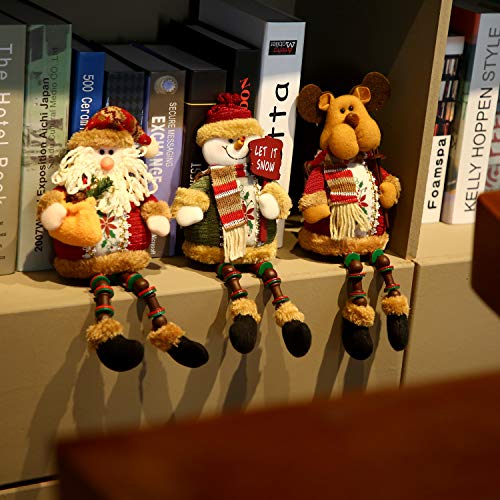 Sumind 3 Pcs Christmas Santa Snowman Reindeer Sitters with Long Legs - Holiday Decor