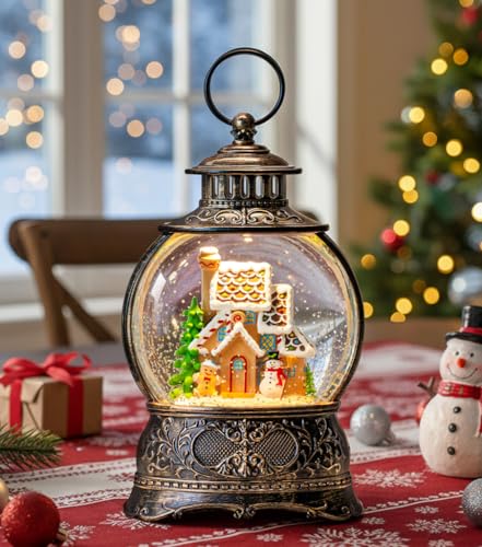 Kirschblüte 10 inch Turkey Snow Globe Lantern - Musical Christmas Decor with LED & Timer