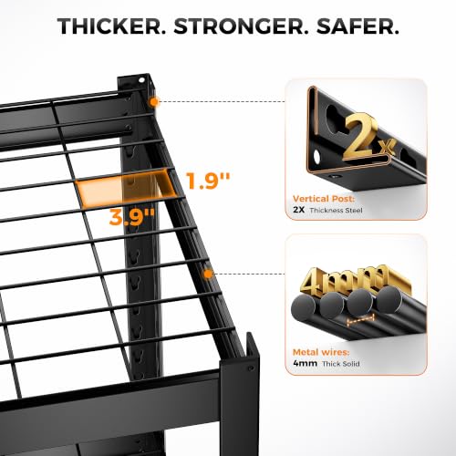 Heavy Duty Wire Storage Shelves 40 x 20 x 60 Inches, 4-Tier Steel Rack with Labels