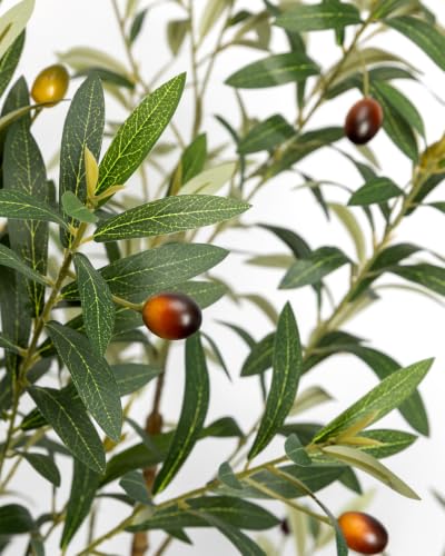 Artificial Olive Tree 6FT Green with Planter & Cotton Basket - Realistic Faux Indoor Plant