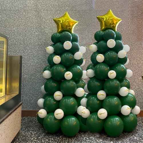 Christmas Tree Balloon Kit, Green Balloons Garland Arch White Balloons Green balloons 93 Pieces Latex Balloons for Xmas/New YearParty Decoration