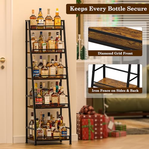 5-Tier Trapezoid Liquor Cabinet for Home Bar Large Capacity - Upgraded