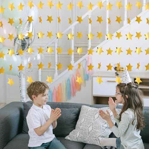 4 Pcs Star Garlands, Glitter Star Garlands Banner Decor£¬ Christmas Garlands, for Happy Birthday Decorations, Graduation Decorations, Wedding, Party Decor (4)