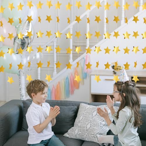 SimautHawk 1 Piece Glitter Star Garland Banner, 157-Inch Holiday & Party Decor